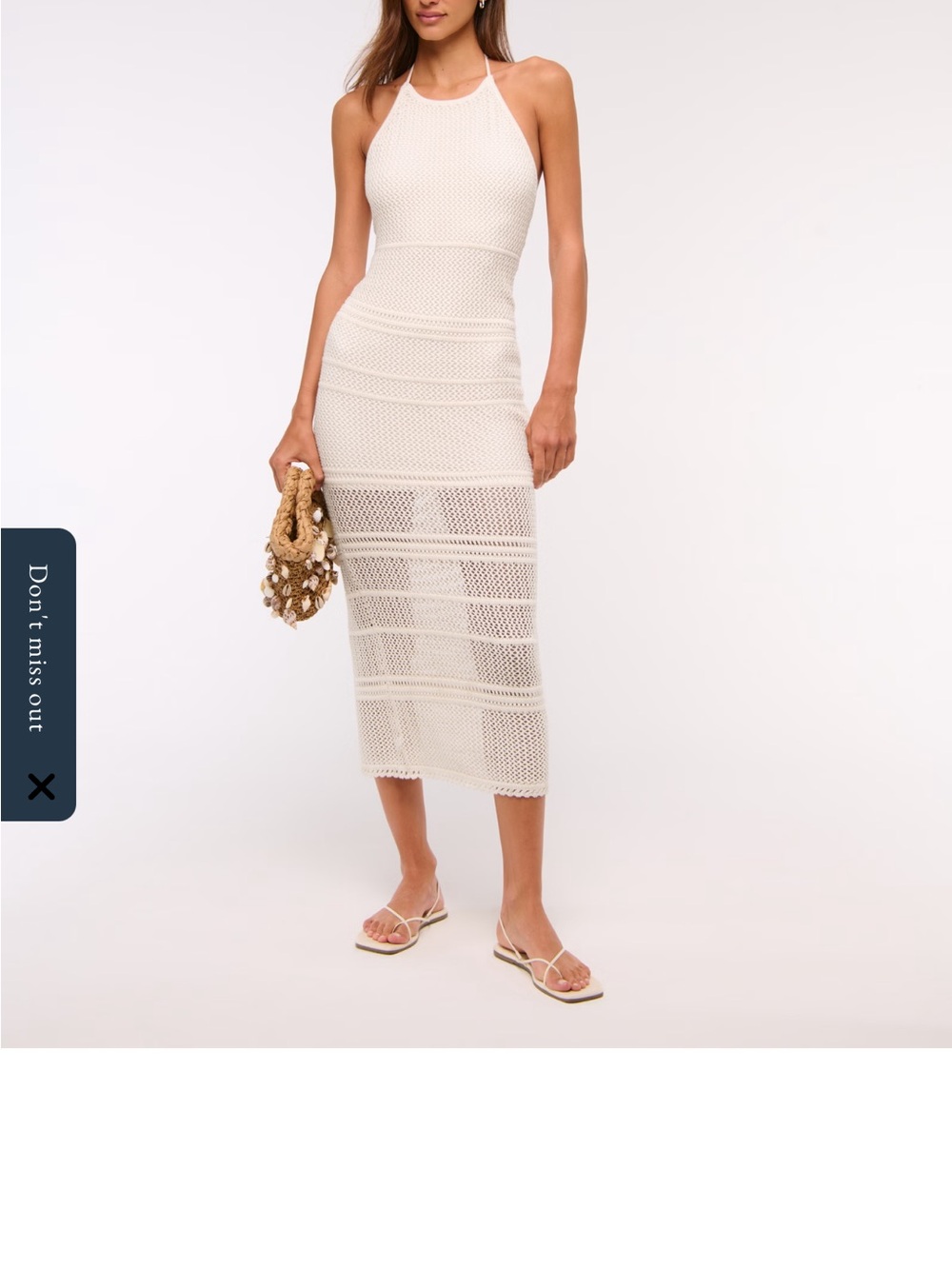 Abercrombie & Fitch Cream Halter Crochet Maxi Dress